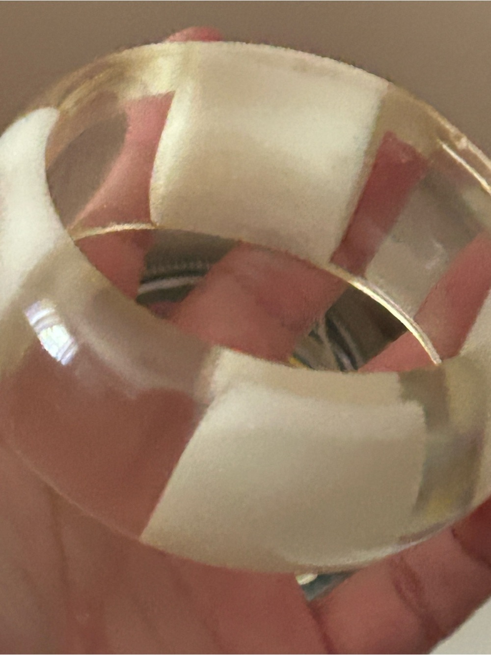 4/$100 Clear and White Resin Statement Bangle for Women Jewelry